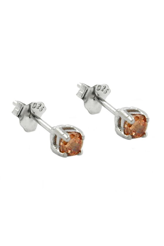 STUD EARRINGS CRYSTALS 3MM TOPAS SILVER 925