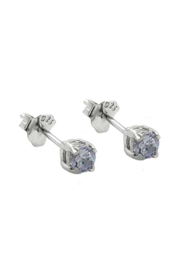 STUD EARRINGS CRYSTALS 3MM AMETHYST SILVER 925