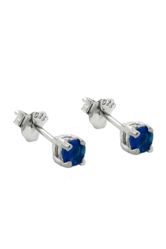 STUD EARRINGS CRYSTALS 3MM BLUEE SILVER 925
