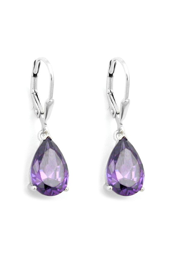 LEVERBACK EARRINGS ZIRCONIA DROPS SILVER 925