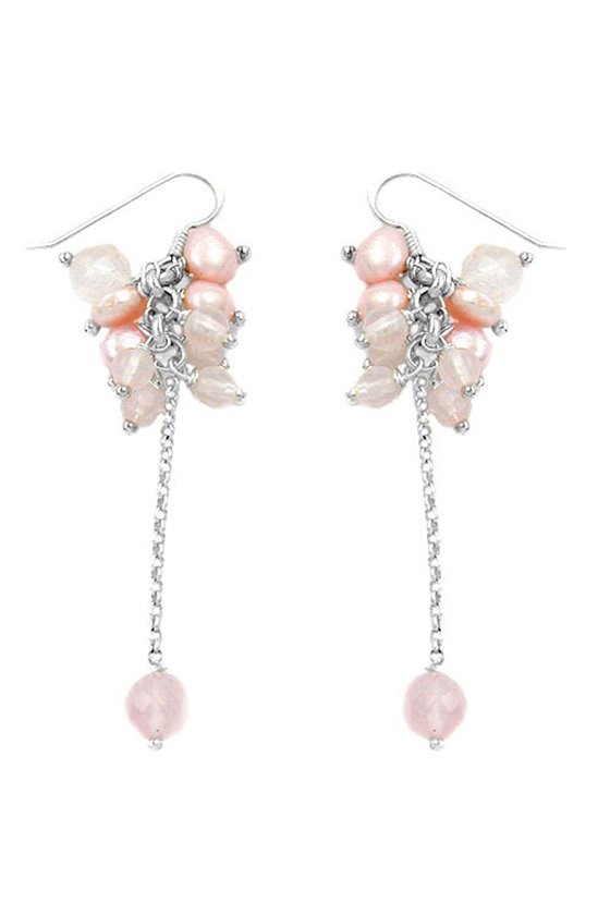 HOOK EARRINGS ROSE QUARTZ SILVER 925