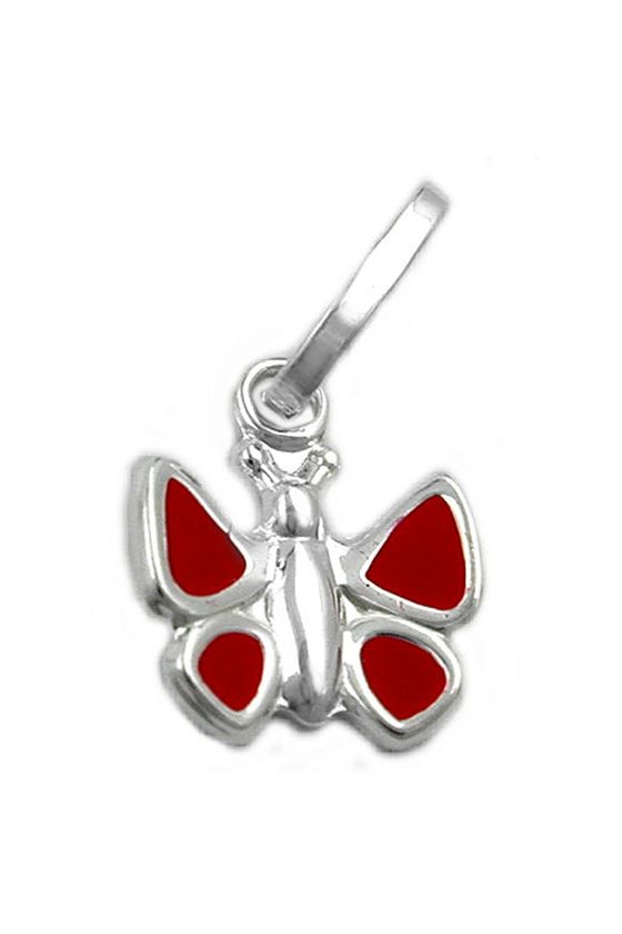 PENDANT BUTTERFLY RED SILVER 925