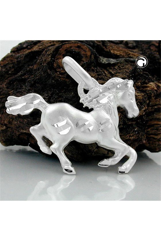PENDANT HORSE SHINY-MATT SILVER 925