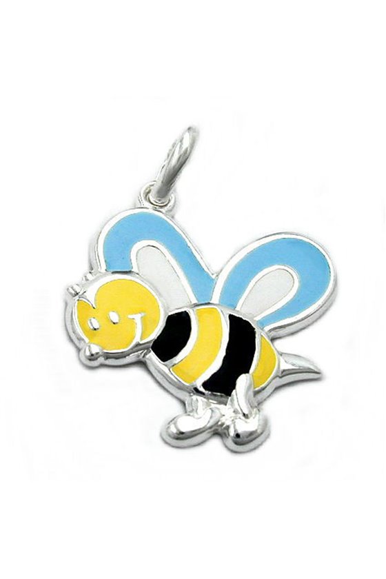 PENDANT BEE YELLOW-BLACK SILVER 925
