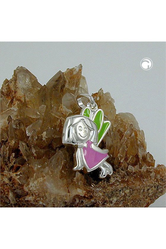 PENDANT FAIRY PINK GREEN SILVER 925