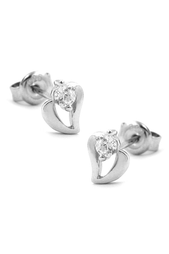 STUD EARRINGS HEART ZIRCONIA SILVER 925