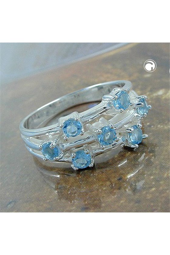 RING 7 AQUAMARINE CRYSTALS SILVER 925