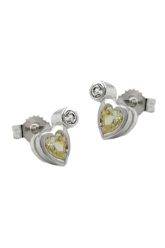 STUD EARRINGS CZ PERIDOT/ LIGHT GREEN SILVER 925