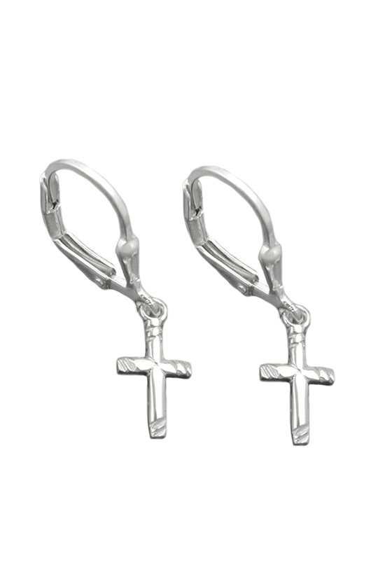 LEVERBACK EARRINGS CROSS SILVER 925