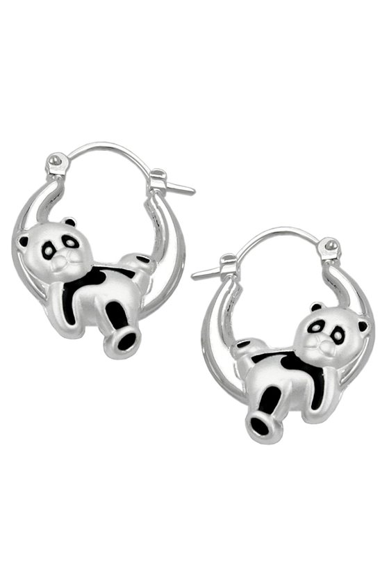 HOOP EARRINGS WITH BEAR SILVER 925