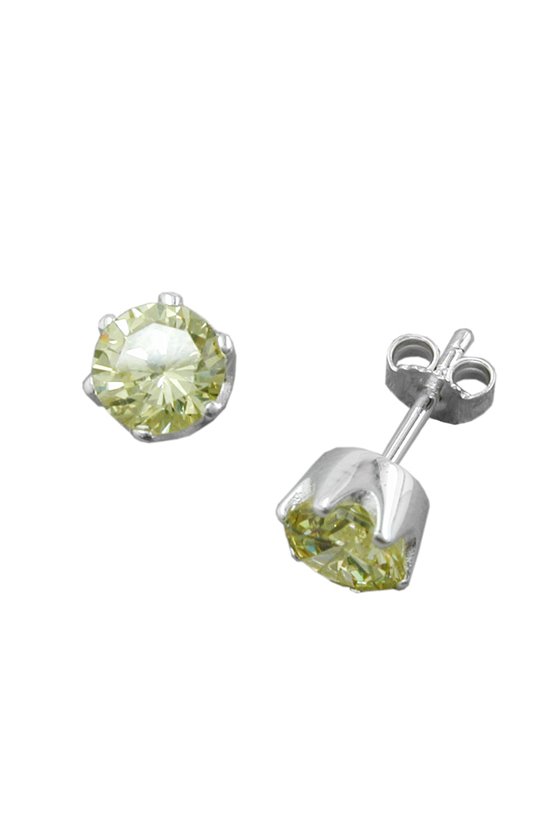 STUD EARRINGS ZIRCONIA GREEN/ PERIDOT SILVER 925