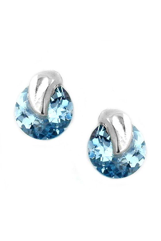 EARRING AQUAMARINE ROUND SILVER 925