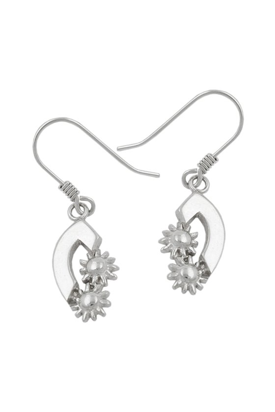 HOOK EARRINGS TWO SUNS SILVER 925