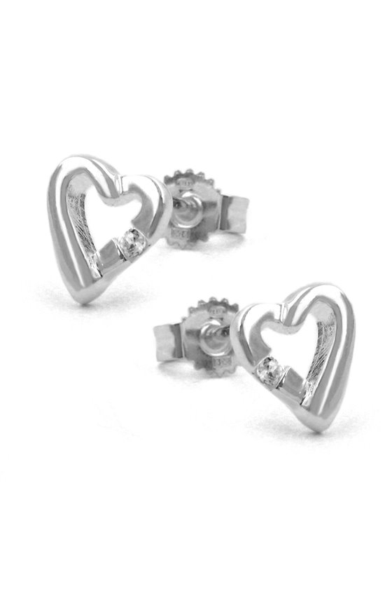 EARRINGS HEART WITH ZIRCONIA SILVER 925
