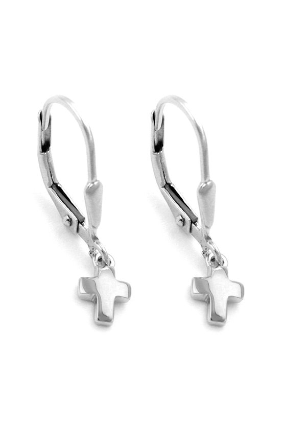 LEVERBACK EARRINGS CROSS SILVER 925