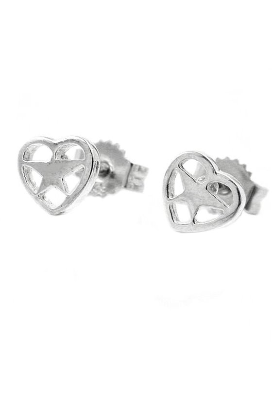 EARRINGS HEART WITH STAR SILVER 925