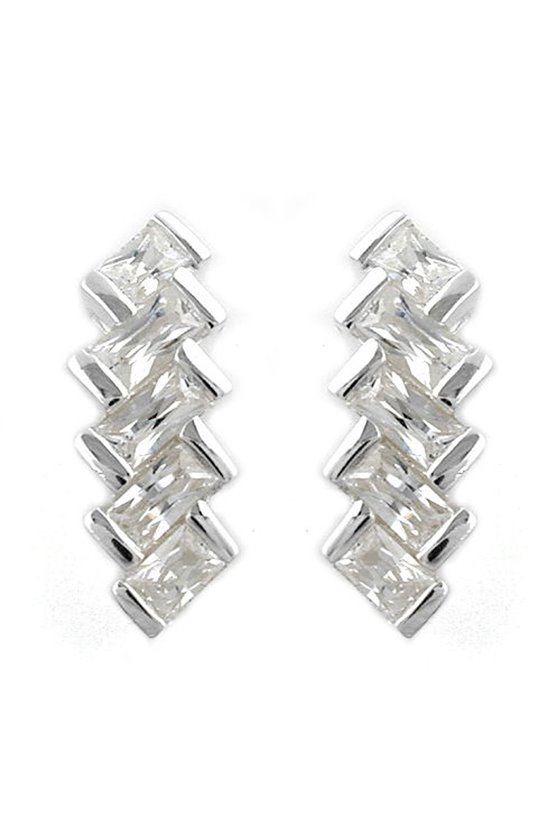 STUD EARRINGS 5 ZIRCONIA CRYSTALS SILVER 925