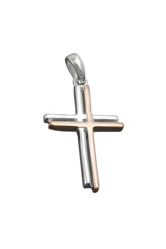 PENDANT CROSS TWO TONE SILVER 925