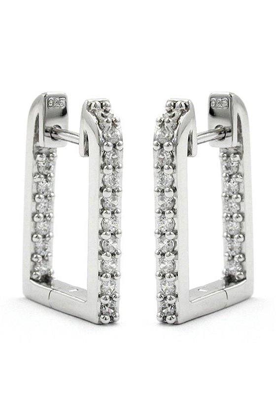 HOOP EARRING CUBIC ZIRCONIA SILVER 925