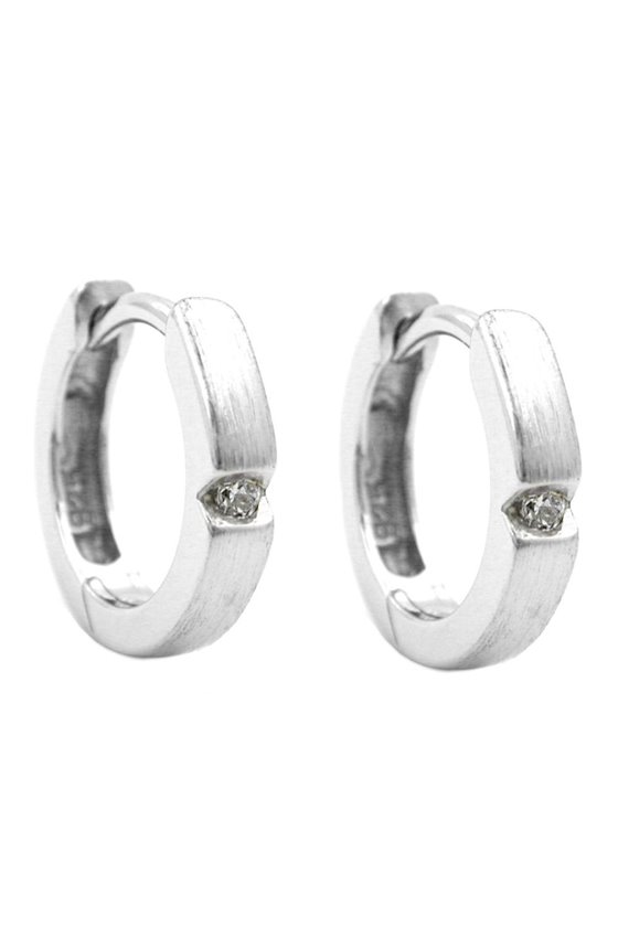 HOOP EARRINGS 12MM ZIRCONIA SILVER 925