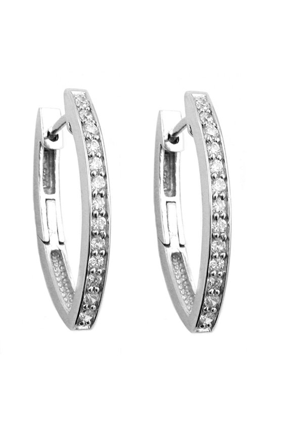 HOOP EARRINGS WHITE ZIRCONIA SILVER 925