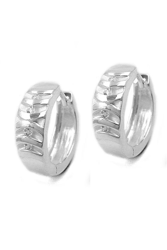 EARRINGS HOOPS ZIRKONIA SILVER 925
