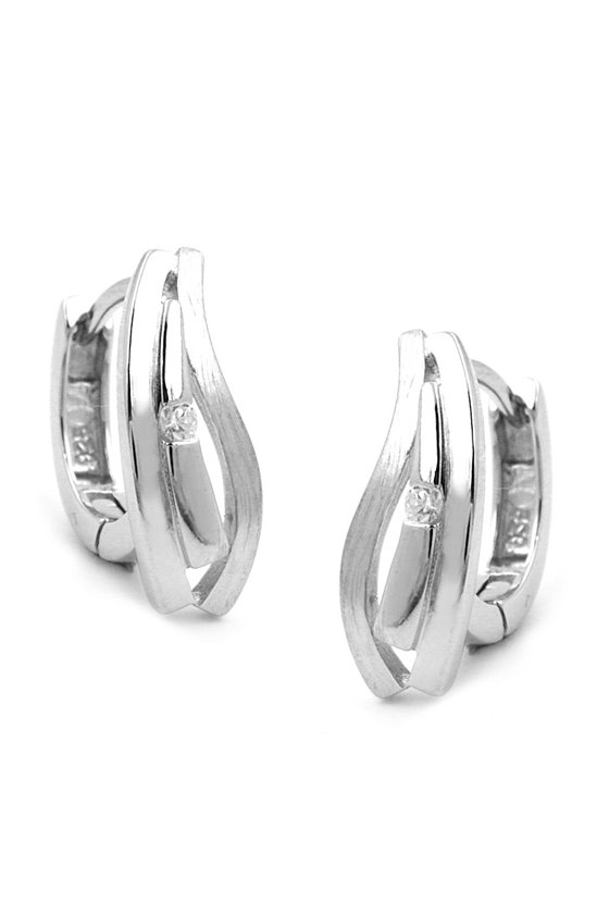HOOP EARRINGS WHITE ZIRCONIA SILVER 925