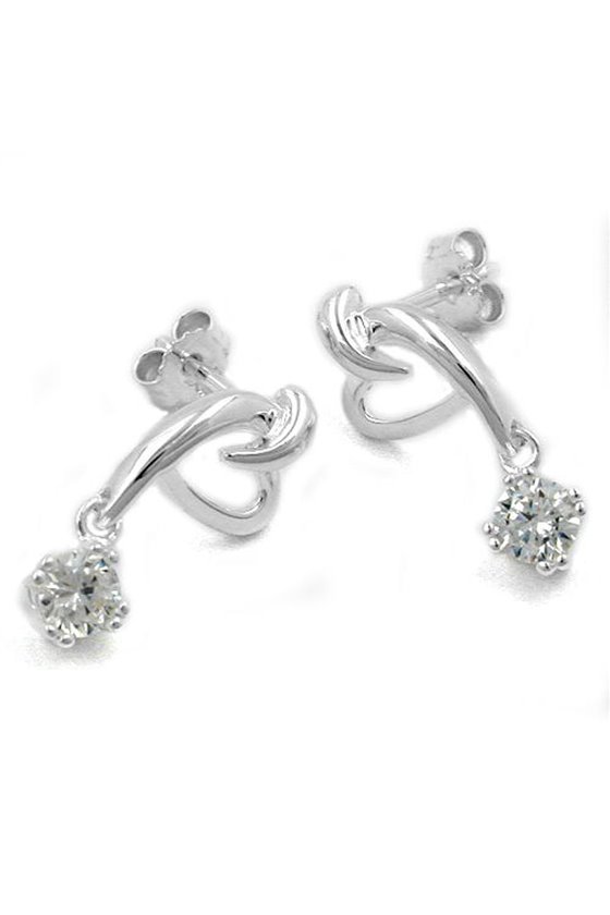 STUD EARRINGS HEARTS WITH ZIRCONIA SILVER 925