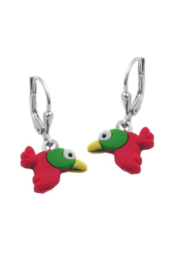 LEVERBACK EARRINGS COLOURFUL BIRD SILVER 925