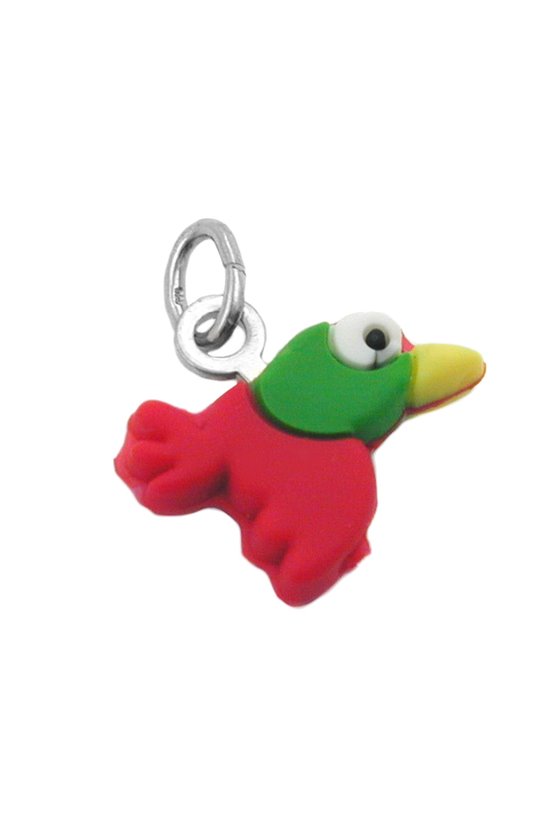 PENDANT COLOURFUL RUBBER BIRD SILVER 925