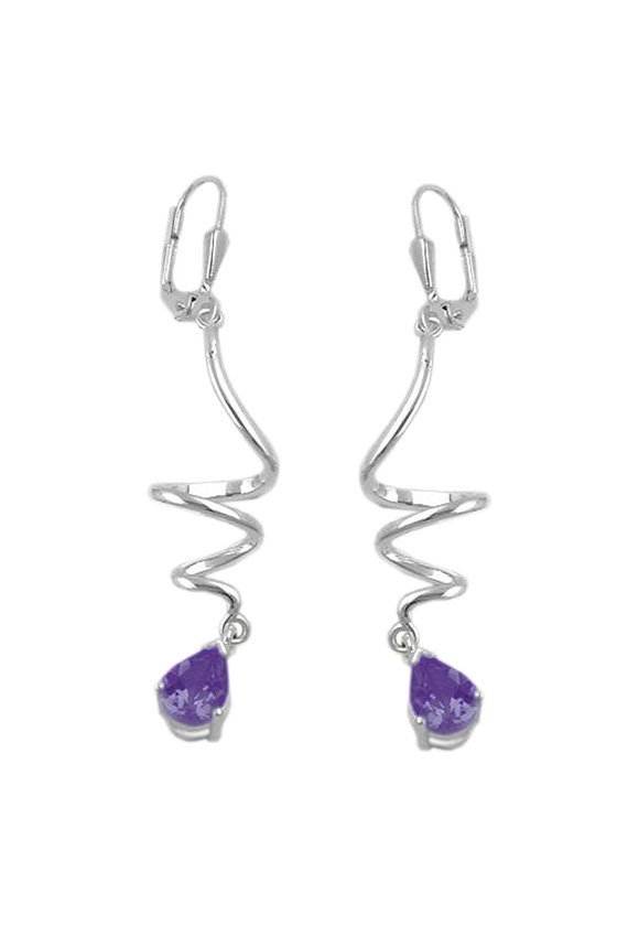 LEVERBACK EARRINGS SPIRAL AMETHYST SILVER 925