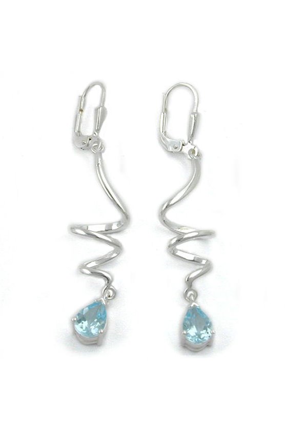 LEVERBACK EARRINGS SPIRAL BLUE TOPAZ SILVER 925