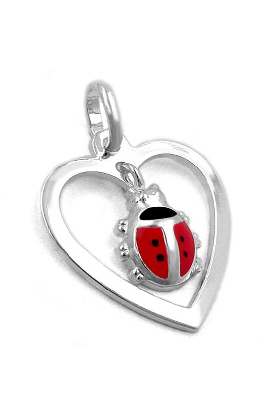 PENDANT HEART WITH LADY BIRD SILVER 925