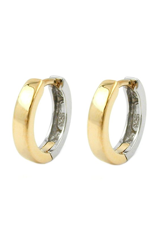 HOOP EARRINGS TWO TONE SILVER 925