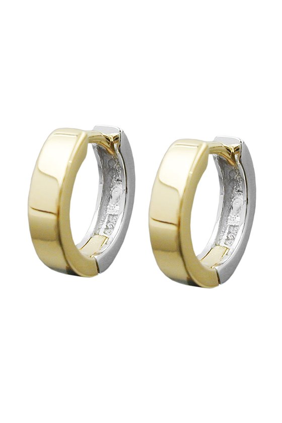 HOOP EARRINGS TWO TONE SILVER 925