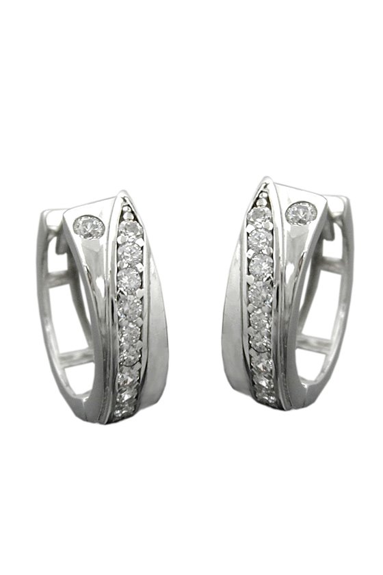 HOOP EARRINGS WITH ZIRCONIAS SILVER 925