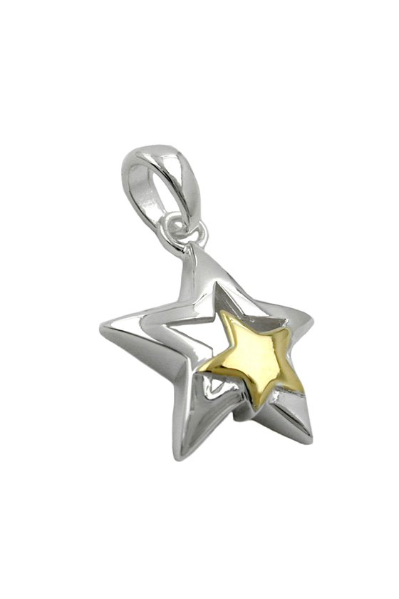 PENDANT STAR TWO TONE SILVER 925