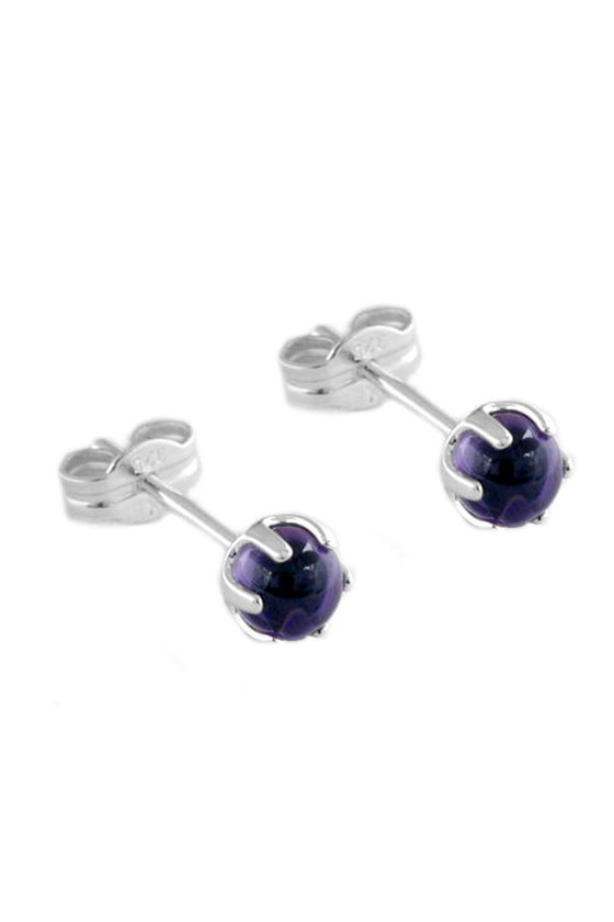 STUD EARRINGS PURPLE ZIRCONIA SILVER 925