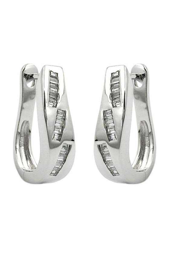 HOOP EARRING CUBIC ZIRCONIA SILVER 925