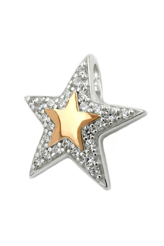 PENDANT STAR WITH ZIRCONIA & RED-GOLD PLATING SILVER 925