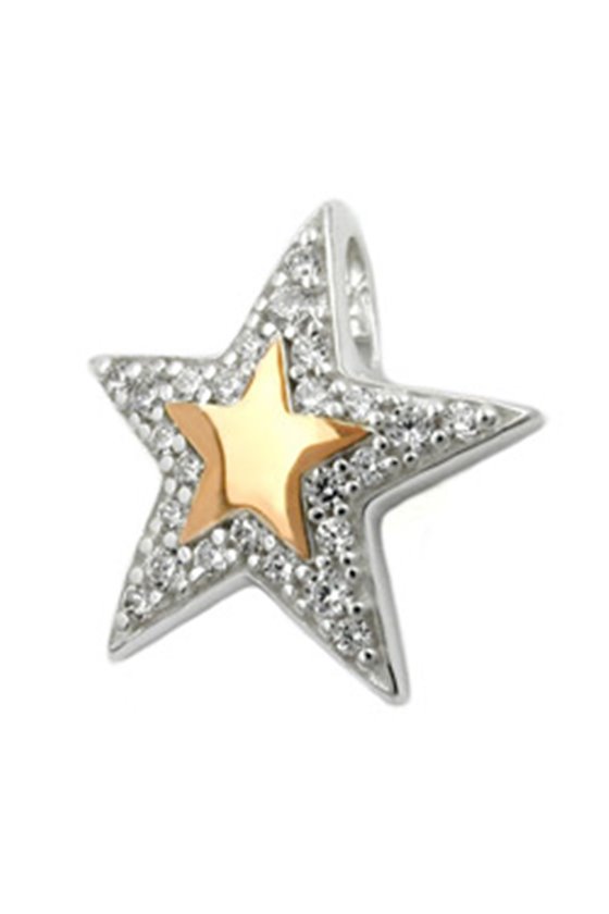 PENDANT STAR WITH ZIRCONIA & RED-GOLD PLATING SILVER 925