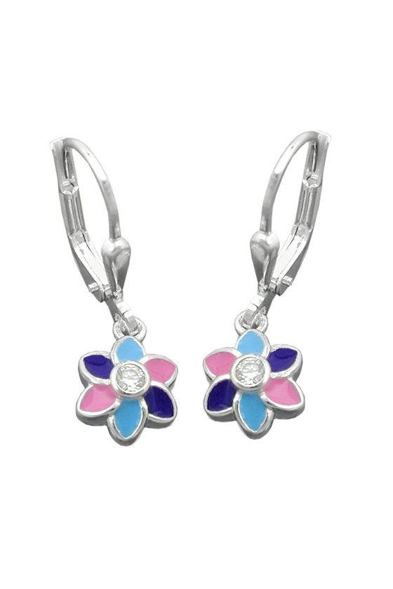LEVERBACKS FLOWER MULTICOLOR SILVER 925