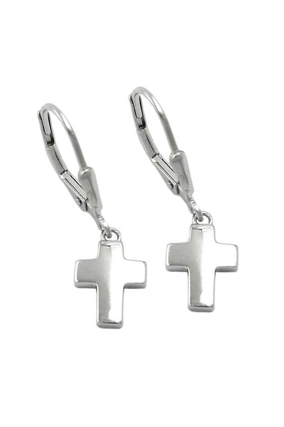 LEVERBACK EARRINGS CROSS SILVER 925