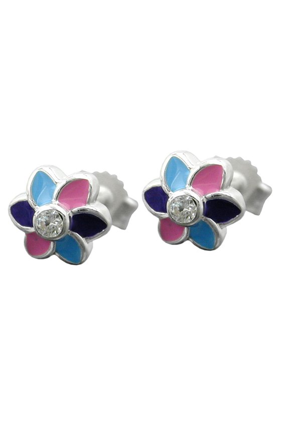 EARRINGS FLOWER MULTICOLOR SILVER 925
