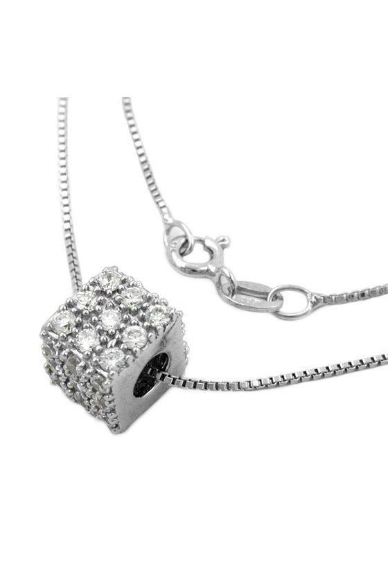 NECKLACE WITH CUBIC PENDANT ZIRCONIA SILVER 925