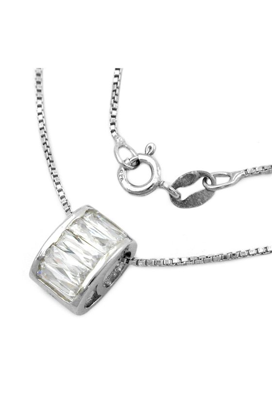 NECKLACE WITH ROUND PENDANT ZIRCONIA SILVER 925