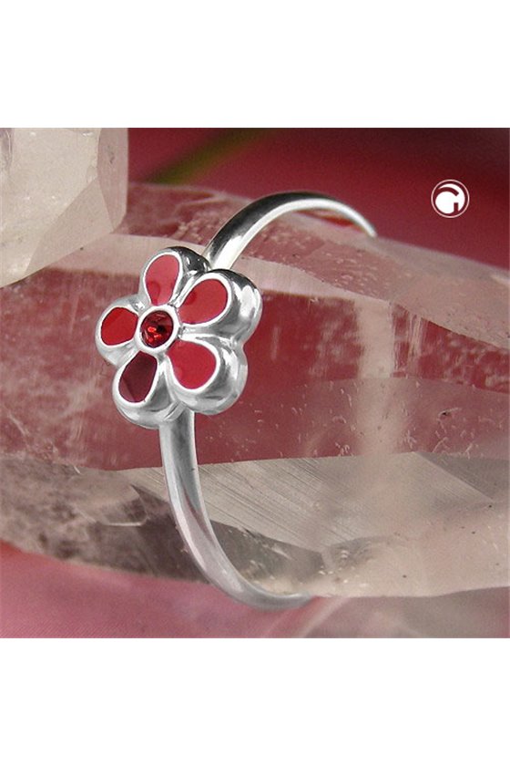 RING FOR CHILDREN RED FLOWER SILVER 925