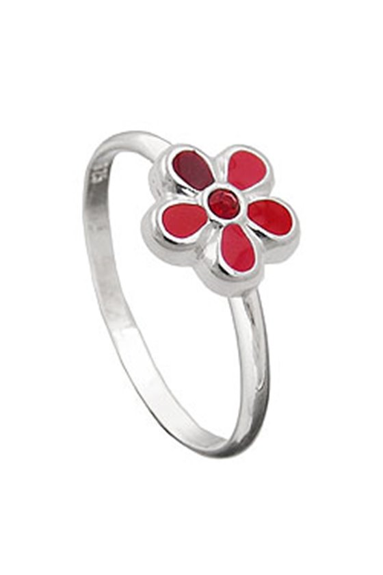 RING FOR CHILDREN RED FLOWER SILVER 925