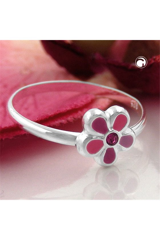 RING FOR CHILDREN PINK FLOWER SILVER 925