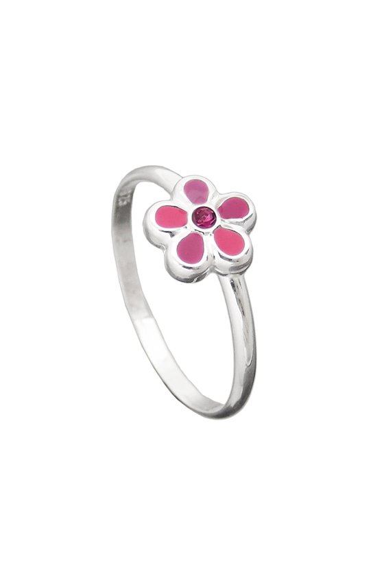 RING FOR CHILDREN PINK FLOWER SILVER 925